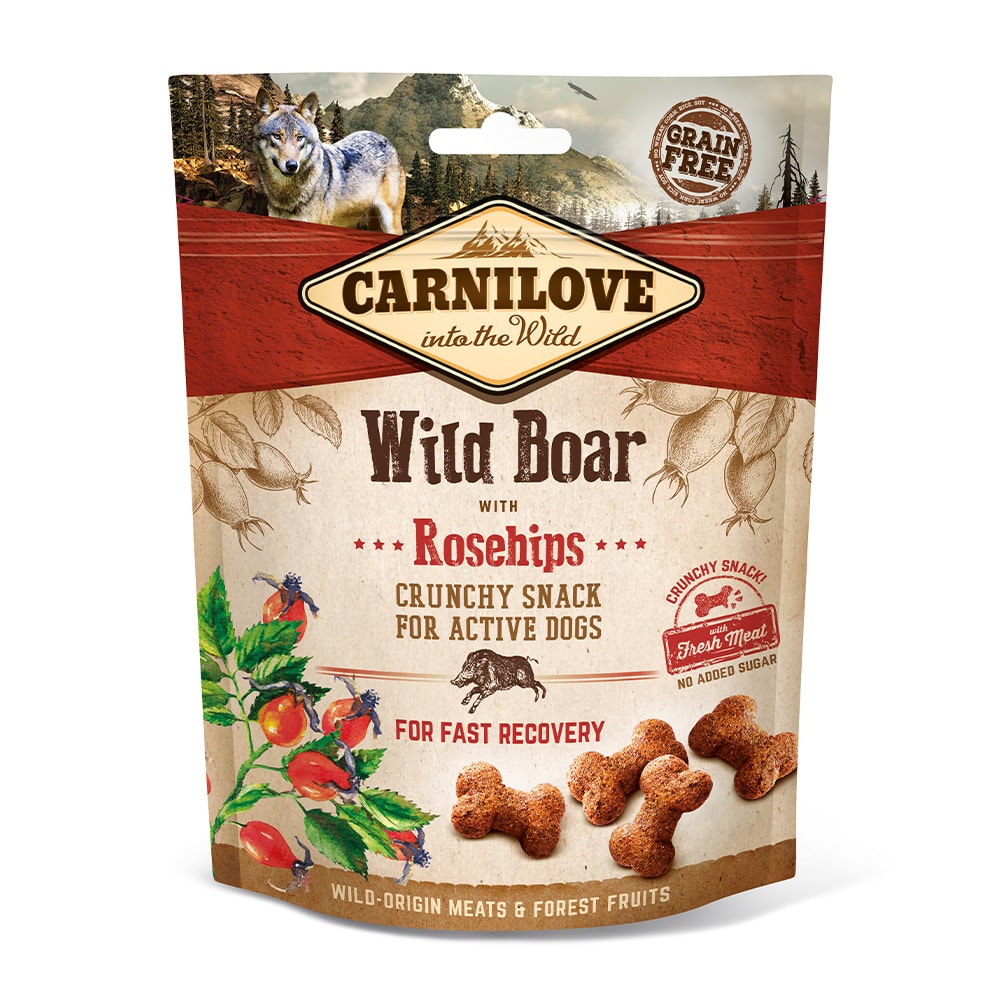 Carnilove Hund Premium Crunchy Snack Wild Boar with Rosehips Wildschwein mit Hagebutte Verpackung 200g