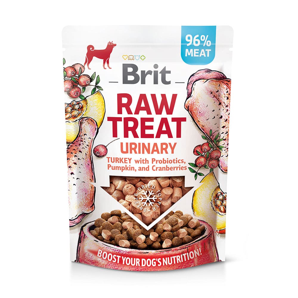 Brit Hund Premium Snacks Raw Treats gefriergetrocknet Urinary Turkey Probiotics Harngesundheit Truthahn Probiotika Verpackung 40g