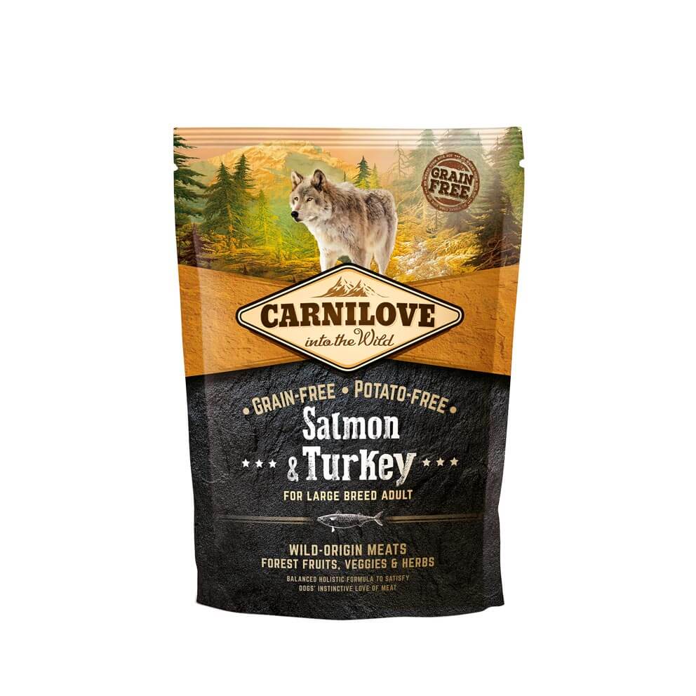 Carnilove Hund Premium Trockenfutter Salmon Turkey Adult Large Breed Lachs Truthahn ausgewachsene Hunde großer Rassen Verpackung 100g Probe