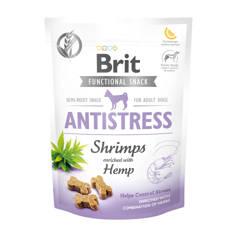 Brit Hund Premium Functional Snacks Antistress Shrimps Hemp Anti Stress Shrimps Hanf Verpackung 150g