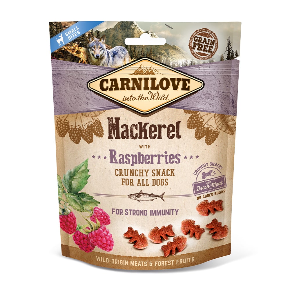 Carnilove Hund Premium Crunchy Snack Mackerel with Raspberries Makrele mit Himbeeren Verpackung 200g