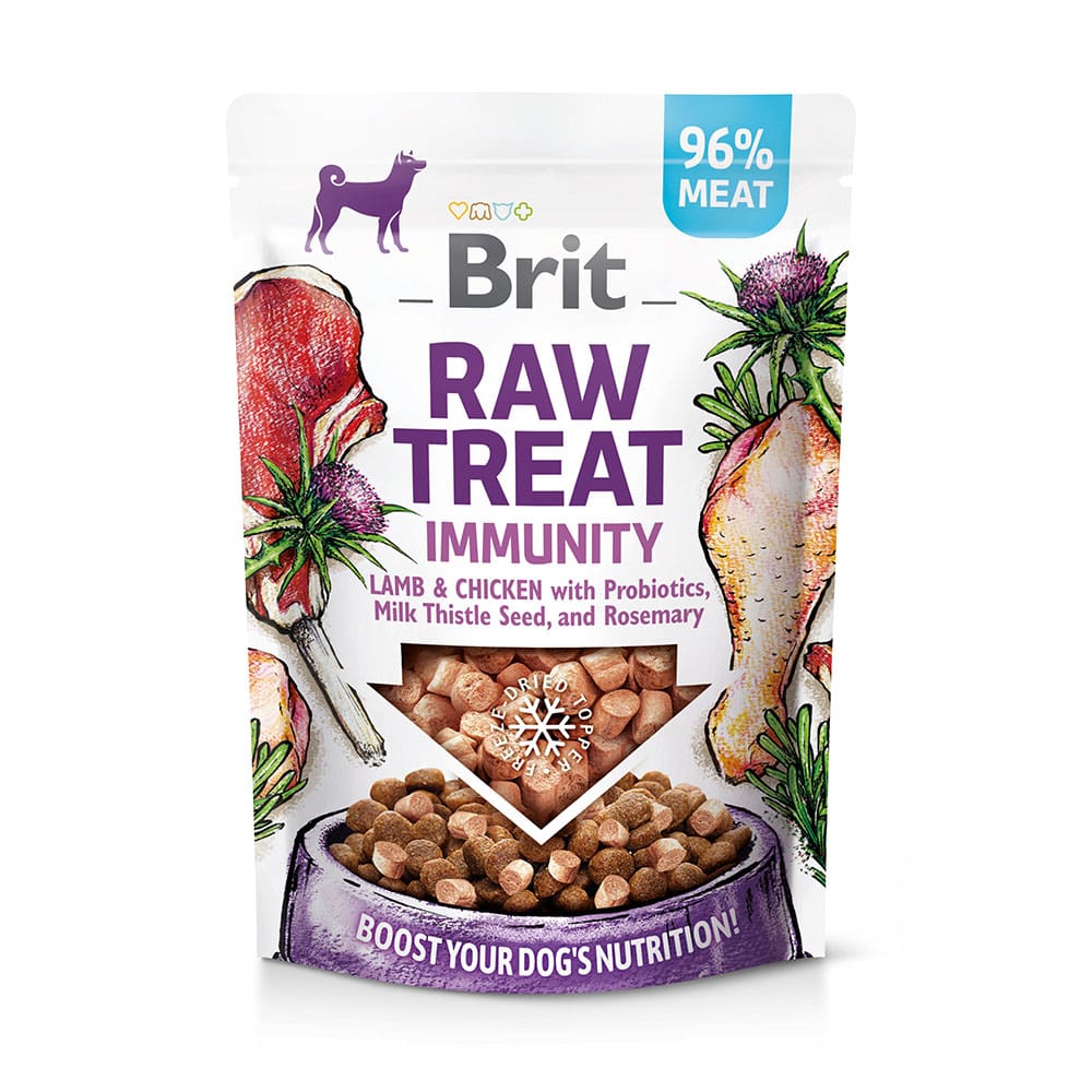 Brit Hund Premium Snacks Raw Treats gefriergetrocknet Immunity Lamb Chicken Immunität Lamm Huhn Verpackung 40g